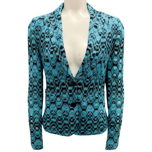 Missoni Turquoise / Black Metallic Knit Jacket - Picture 1 of 5